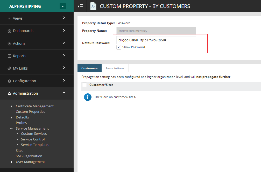 Assigning the custom property for a customer