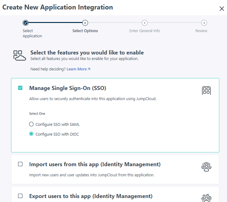 Select SSO and OIDC