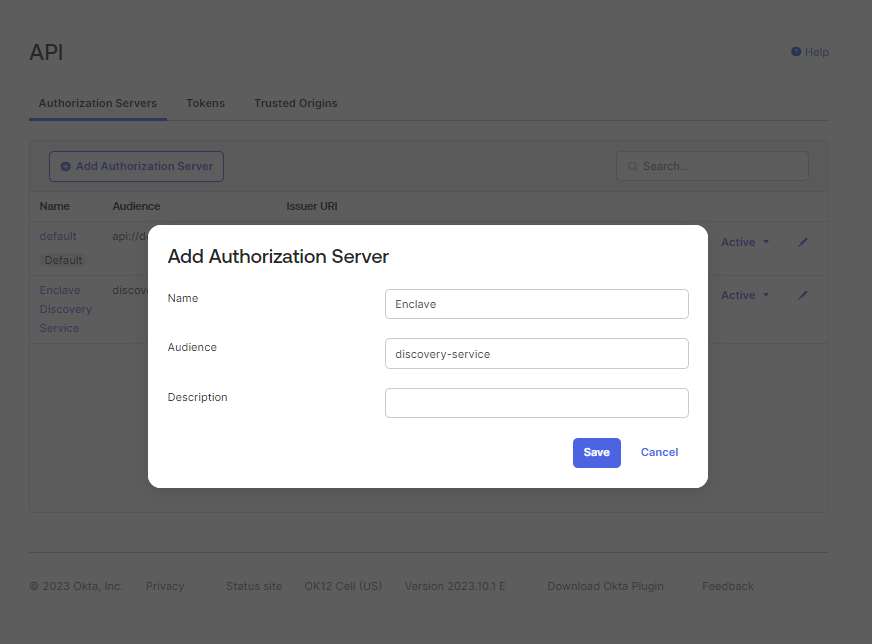 Add Okta Authorization Server