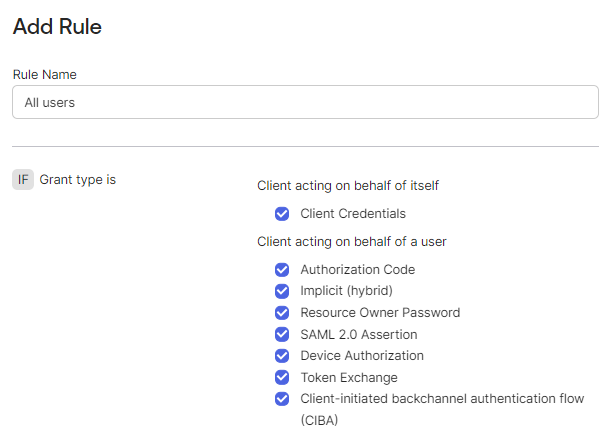 Okta Authorization Policy Rule